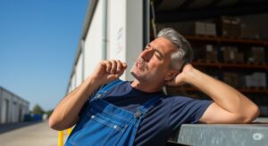 homem descansando na pausa para almoço em empresa de transporte e logística